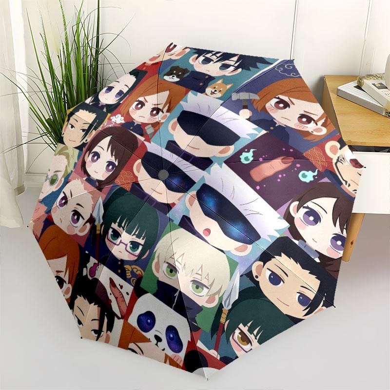 1 PC Automatic Folding Umbrella - Jujutsu Kaisen Pattern Portable Foldable Design With 8 Ribs Christmas Birthday Gifts