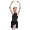 Girls Glittery Lyrical Dance Dress - Rhinestone Decor & Irregular Hem for Stage Performances