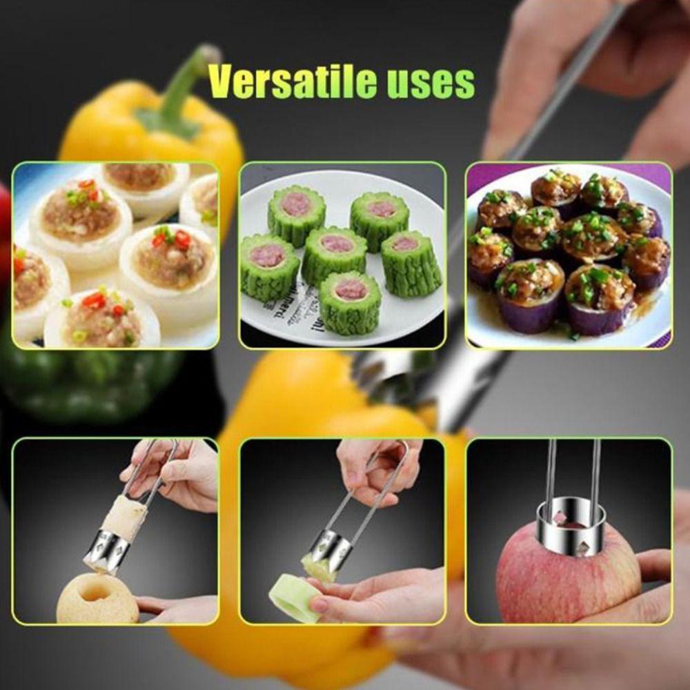 Stainless Steel Tomato Stem Corer Tool Embedded Pepper Corer Seed Remover Tool Strawberry Huller