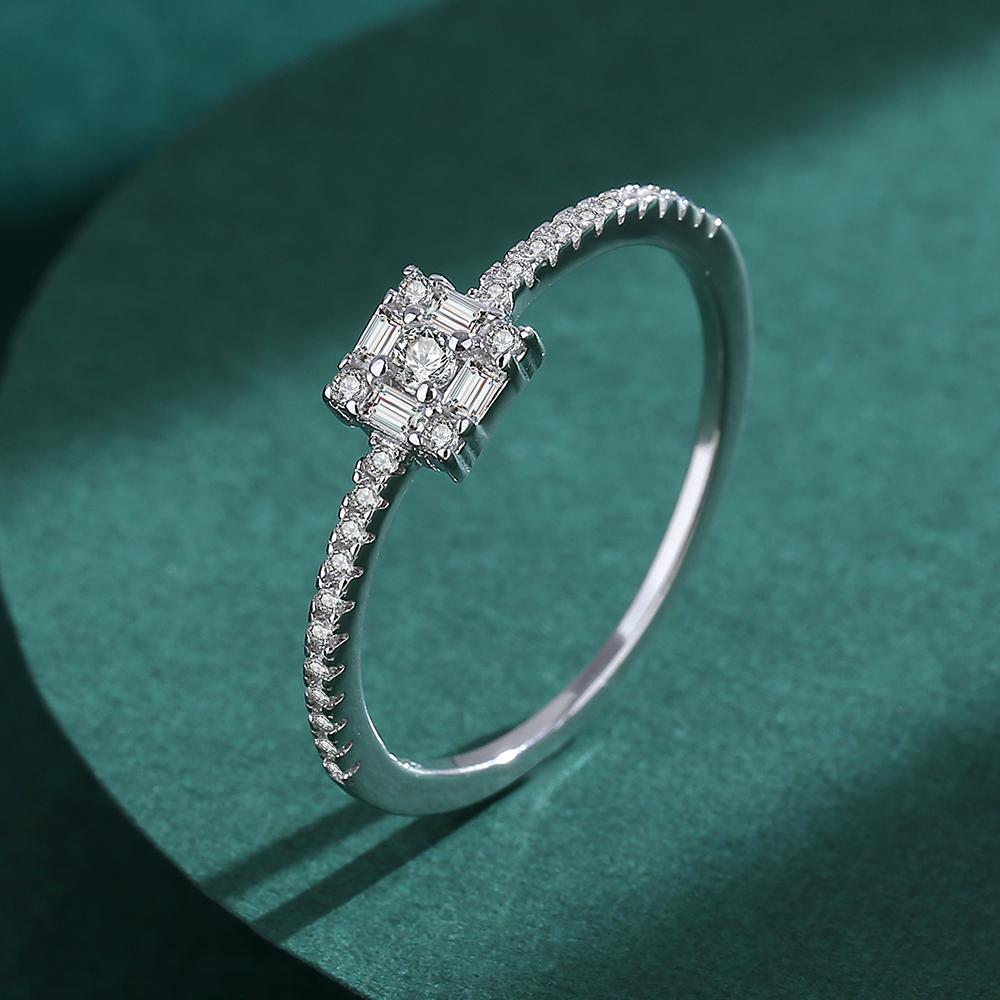 Изысканное квадратное кольцо для пары с бриллиантами для женщин, настоящее стерлинговое серебро с кристаллами, подарок на годовщину свадьбы, ювелирные изделия