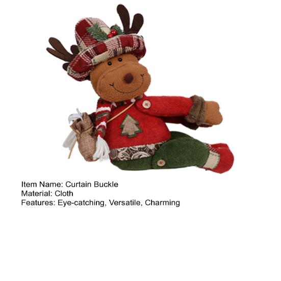 Рождественская пряжка для штор с изображением плюшевого Санта-Клауса, лося, снеговика, подхваты для штор для вечеринок в домашнем офисе, перил для штор, елки
