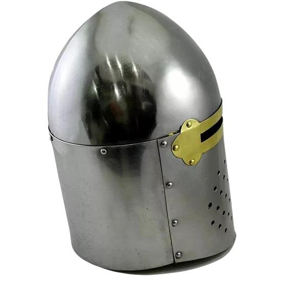 Medieval Knight Armor Crusader Templar Sugarloaf Helmet Great Helm Brass Cross