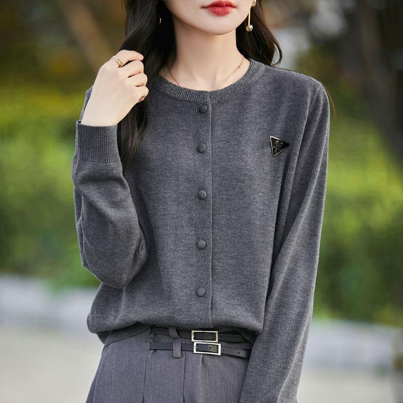 Женский кашемировый кардиган Qinghe кашемир 50% шерсть 50% шелк Женский осенне-зимний кашемировый кардиган мягкий и теплый