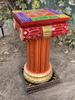 Hand Painted Wooden Chowki Pedestal Table | Indian Folk Art Statue Stand