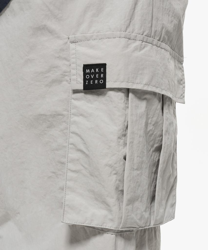 MOZMOZ Parachute Nylon Cargo Pants Light Grey