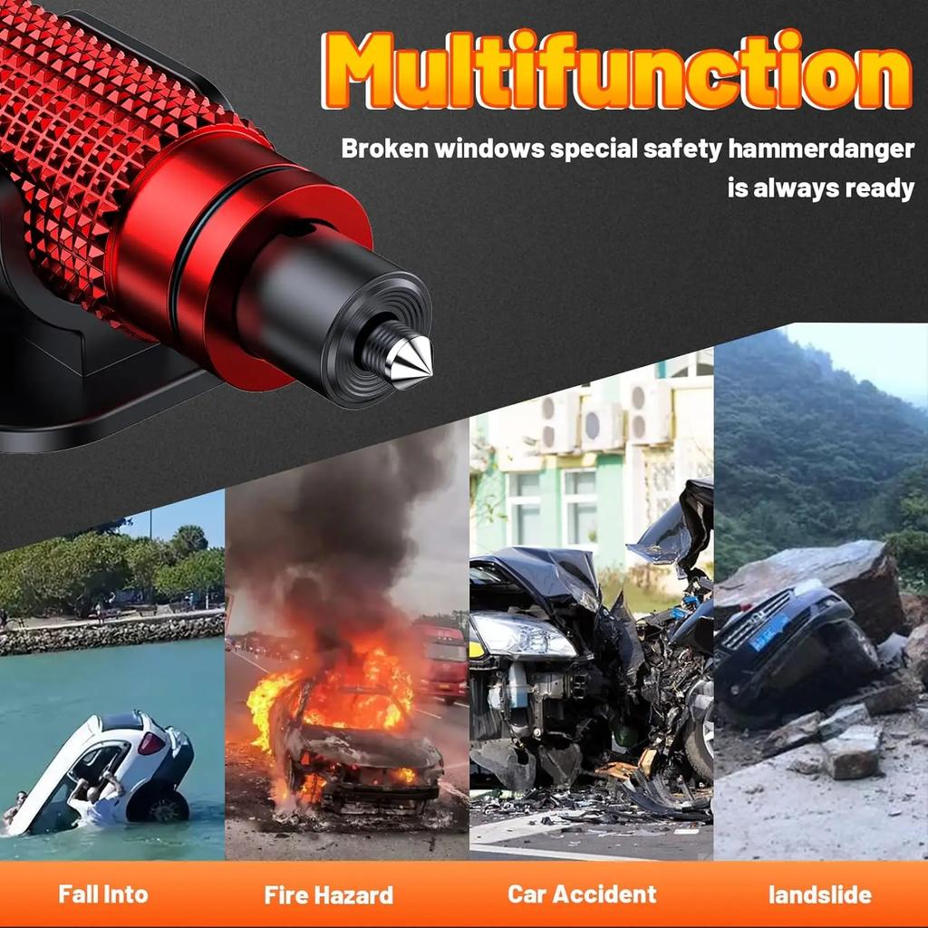 Stylish Car Safety Hammer, Window Breaking Tool, Emergency Aluminum Alloy Escape Hammer In Car, Available In Four Colors