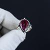 Kashmir Ruby Adjustable 925 Sterling Silver Ring - Fits US Sizes 6 To 10 - Handmade Boho Jewelry for Women & Men, Valentine Gifts