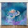 Curtain Ocean Turtle Starfish 3D Digital Printing Blackout Curtain Punching