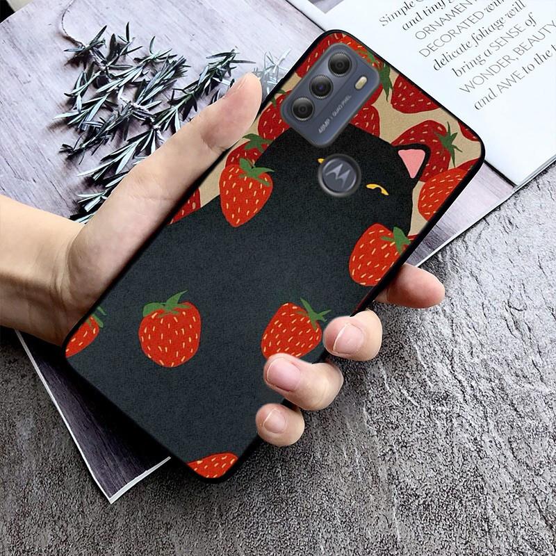 Phone Case For Moto G86 G85 G75 G15 G05 G56 G72 G53 G54 G84 G60 G31 G32 G24 G 5G G Play Strawberry Cat Cartoon