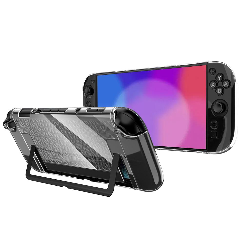 SW2D05 For Nintendo Switch 2 Game Console Case Diamond Texture Transparent TPU + PC Split Protective Cover