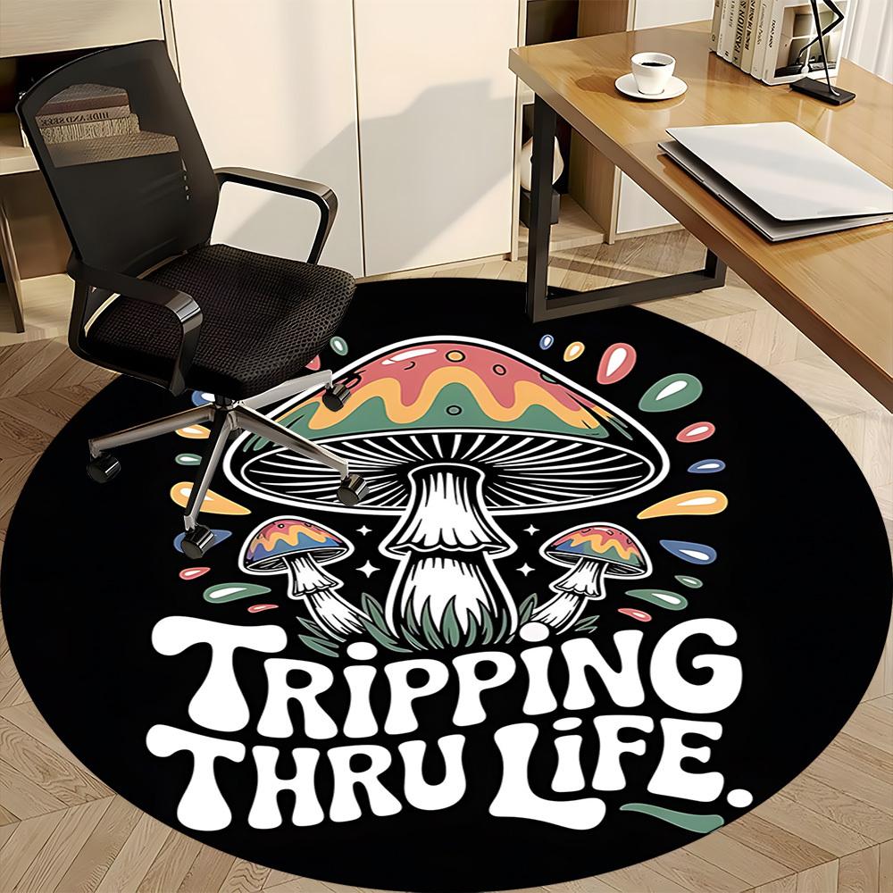 1pc Mushroom Adventure Office Round Area Rug, Under Office Chairs Bedroom Living Room Home Decor, Room Deco, Available in Various Sizes