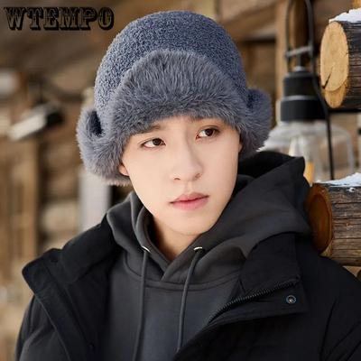 Мужские уличные шапки-ушанки из искусственного меха, однотонные, мягкие плюшевые, для велоспорта, осенне-зимние, ветрозащитные, холодостойкие, теплые