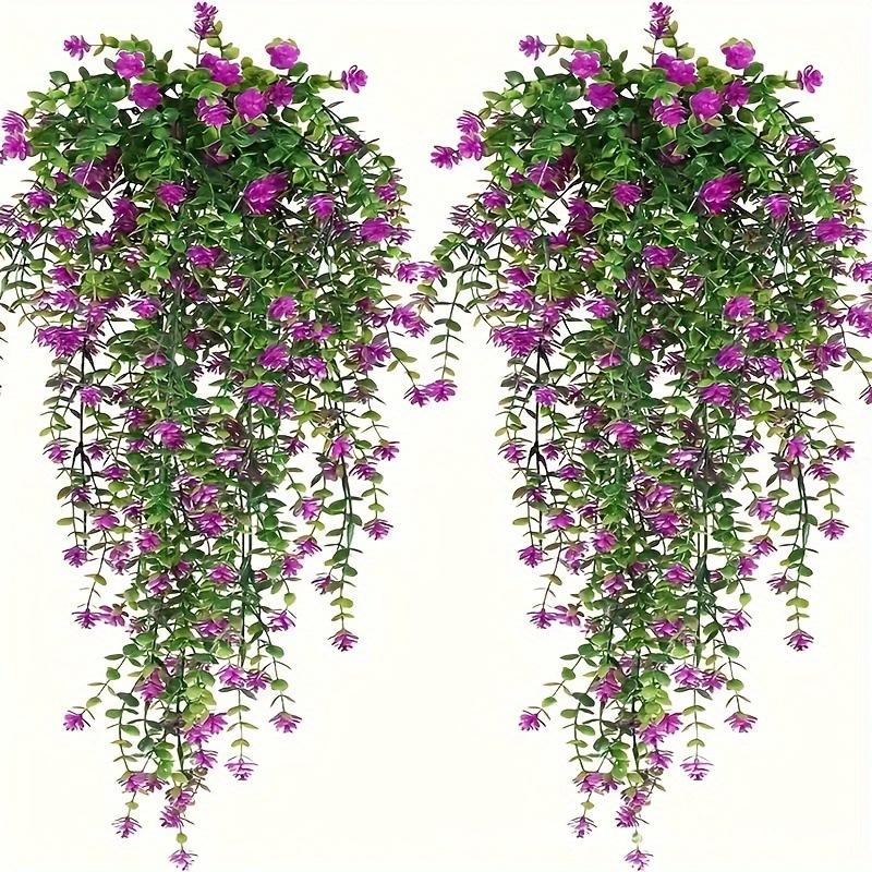 2Pcs Wall Home Garden Wedding Decoration Outdoor Artificial Plant Hanging Flowers With Eucalyptus Leaves Greenery Vine