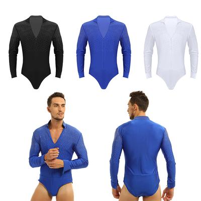 Мужская рубашка для латинских танцев со стразами и v-образным вырезом, мужская рубашка для танцев, одежда для бальных танцев, одежда для профессиональных соревнований, танцевальная одежда