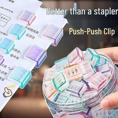 Канцелярские зажимы для бумаги А4 пастельных цветов, пуш-пул, не скручивающиеся, 2025