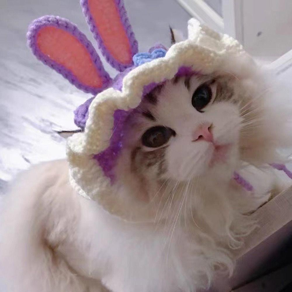 Изысканная эластичная вязаная шапка для щенков и котят, забавная шапка для питомцев ручной работы, головной убор для косплея на вечеринку для питомцев, вечеринка