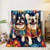 Colorful Bulldog Floral Blanket for all seasons blanket lunch break throw gift