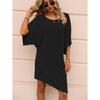 Женское однотонное круглое платье с рукавом пять четвертей, средней длины, повседневное свободное, нестандартное, короткое, облегающее платье-футболка