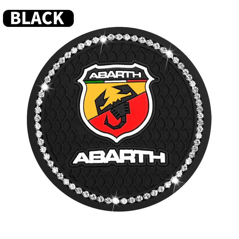Car coaster with diamonds Creative diamond-studded water coaster PVC soft rubber For Fiat Abarth 695 595 124 Spider Accessories V7