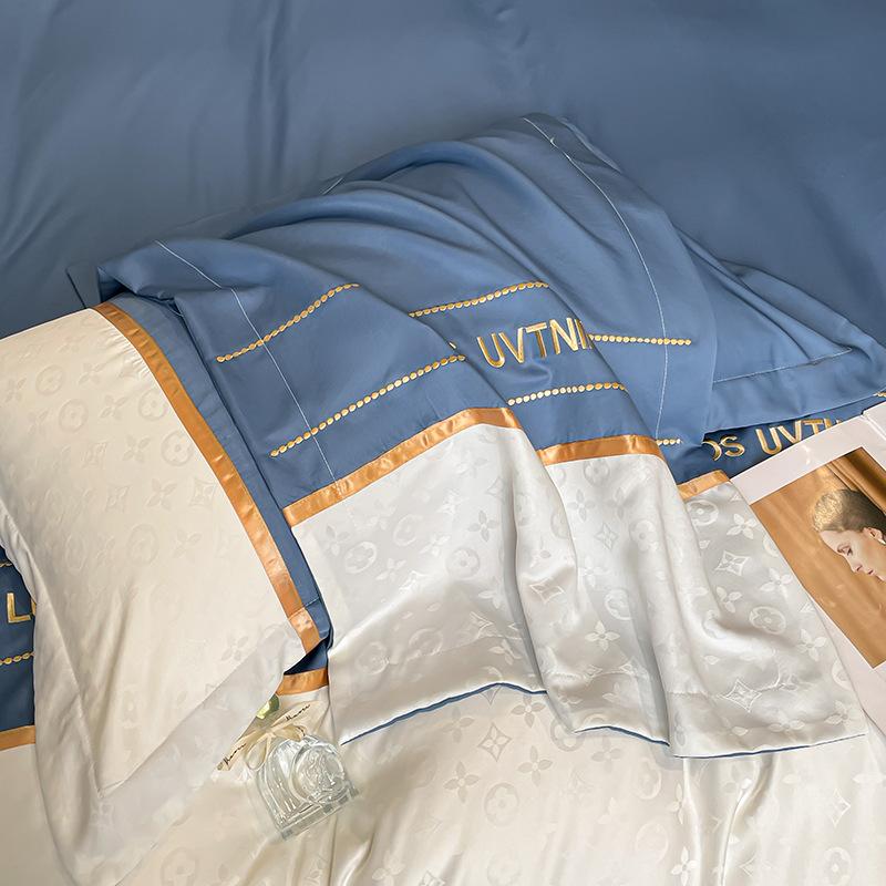 Комплект постельного белья из шелка, простыня, пододеяльник, наволочка, комплект из четырех предметов, комплект из трех предметов.