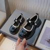 Girl Little Leather Shoes 2025 Autumn New Fashionable and Versatile Child Shoes Elegant Lightweight Bow Girls Flat Casual Shoes