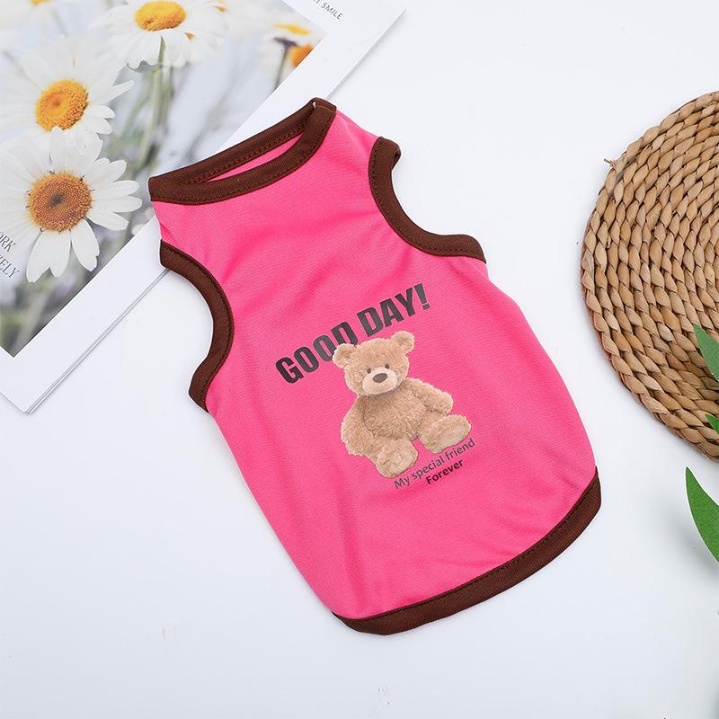 Little Bear Print Small Dog Clothes Small And Medium-sized Dog Puppy Spring Clothes Thin Section Breathable Pet Clothes T-shirt