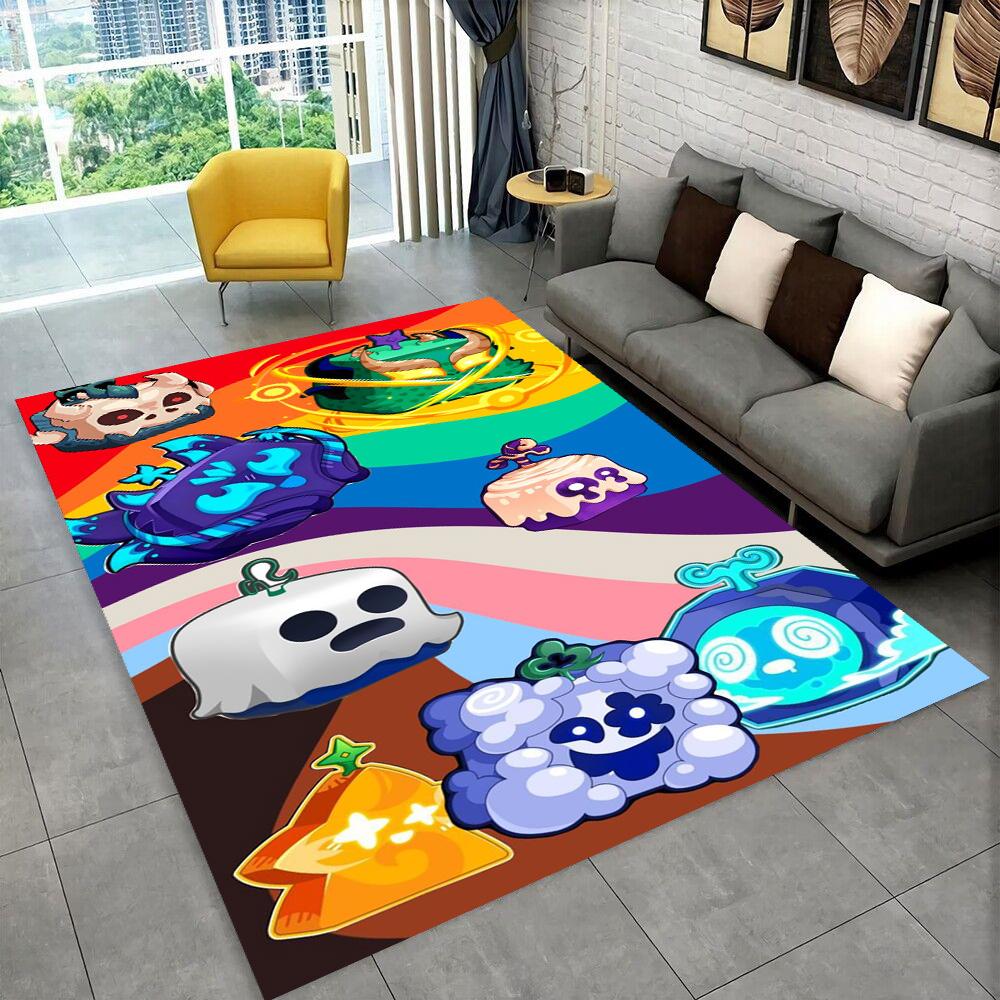 3D B-Blox Fruit Cartoon Game Gift Carpet Rug for Living Room Bedroom Home Sofa Decoration,kids Play Non-slip Floor Mat