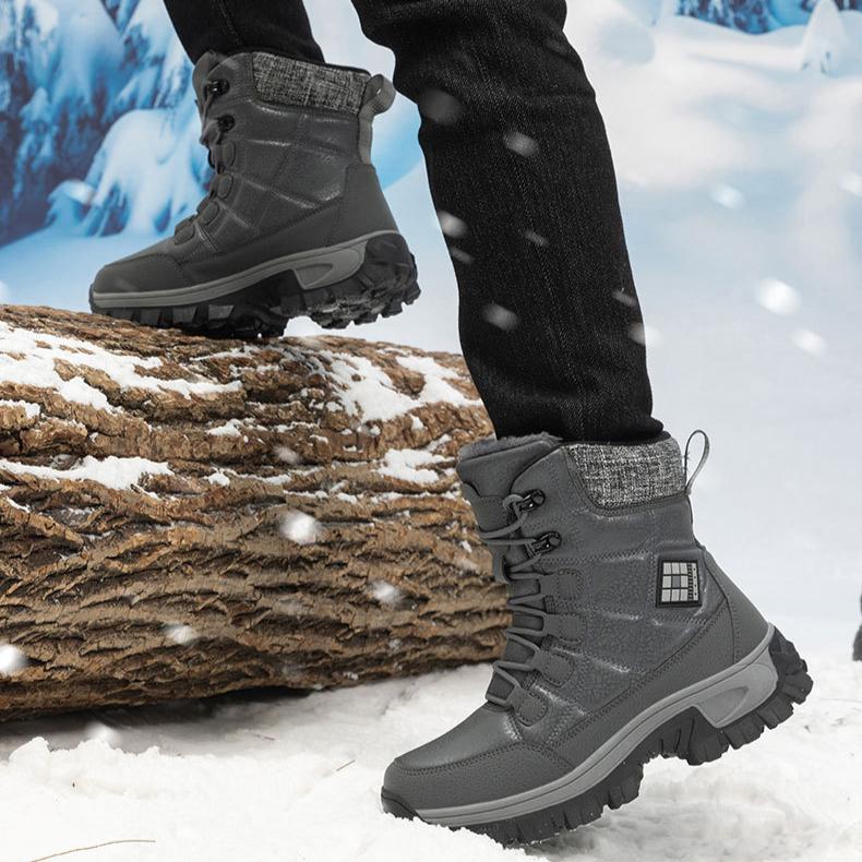 Мужские зимние ботинки, водонепроницаемые, теплые, с меховой подкладкой, зимние, удобные, со шнуровкой, походные ботинки, нескользящие, по щиколотку, походные рабочие ботинки с высоким берцем для мужчин