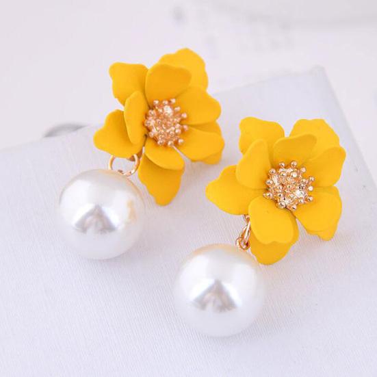 1 пара больших цветочных подвесок из искусственного жемчуга, женские серьги, сладкий пирсинг