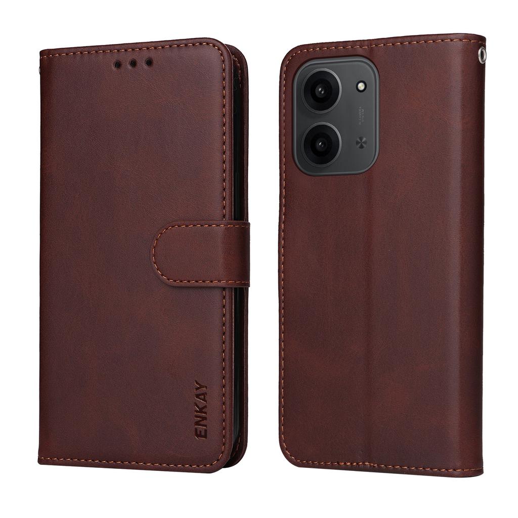 For Xiaomi 15C 4G (Global) (171mm)/Poco C85 4G PU Leather Wallet Case Phone Stand Cover with Tempered Glass