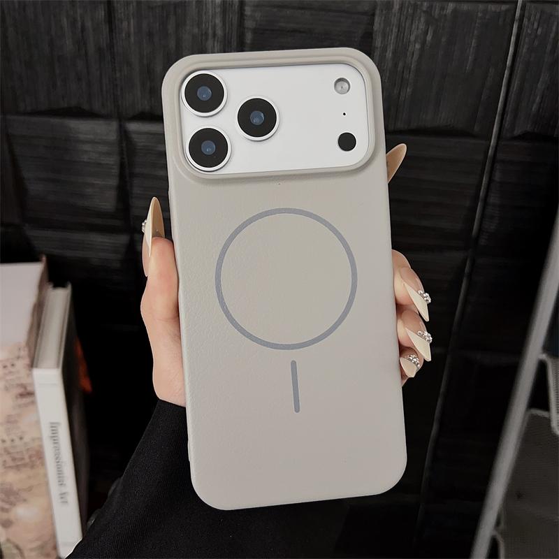 Роскошный жесткий ПК из кожи личи для магнитного чехла Magsafe для iPhone17 17Air 17Pro 17Pro Max, беспроводная зарядка, матовая крышка