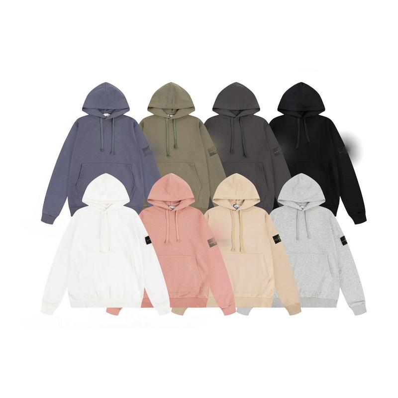 Unisex Terry Fleece Badge Hoodie - Solid Color, Long-Sleeve Island Style