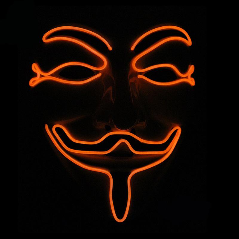 Led Party Masks V for Vendetta Anonymous Guy Fawkes Fancy Adult Costume Accessory Party Cosplay Masquerade Dress up Mask