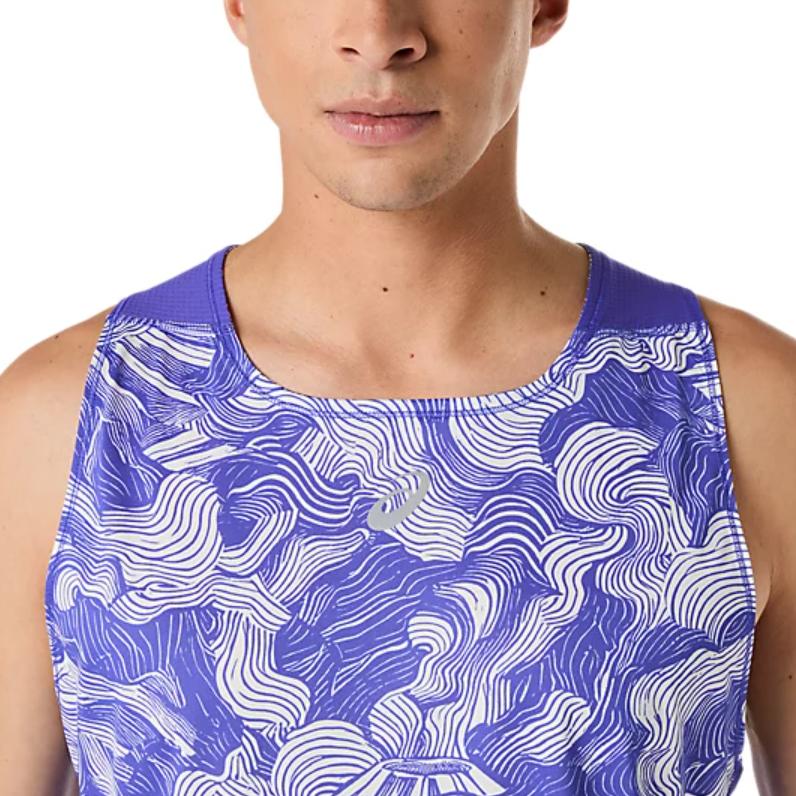 ASICS FUJITRAIL Tank Tops Men's Cobalt Blue Crackle/Butter Crew Neck Moderate Straight Fit 2011D528-400