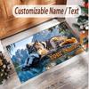 Wolf Theme Soft Crystal Velvet Rug Custom Name & Text Print Non Slip Floor Rug for Bedroom Living Room