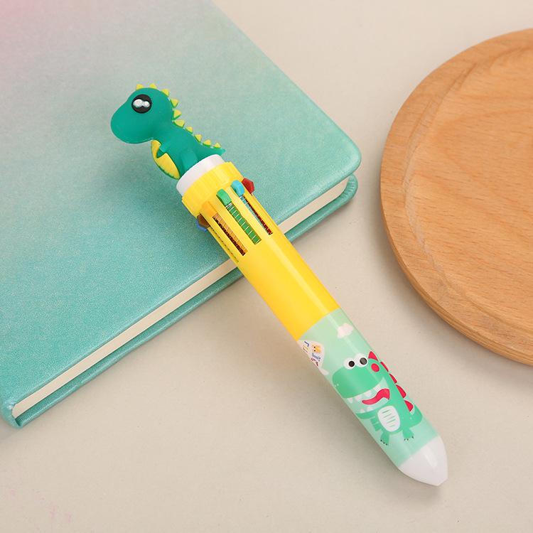 Cartoon Multi-Color Ballpoint Pen - 10 Colors for Cute Graffiti and Art, Ideal for Students
