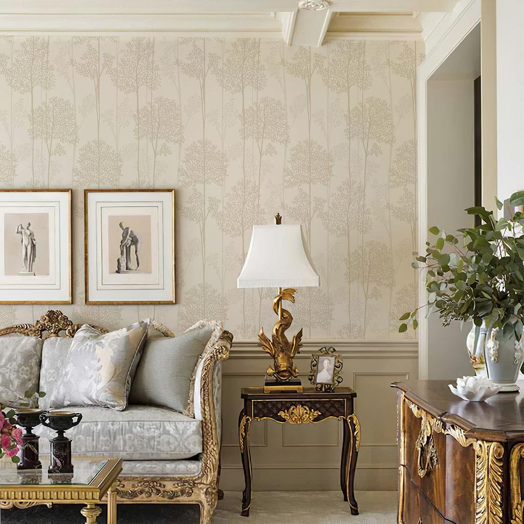 Светло-желтые деревья Самоклеящиеся обои Водонепроницаемые Теплые Настенные Контактные Обои Ретро Наклейка для Шкафа для Мебели