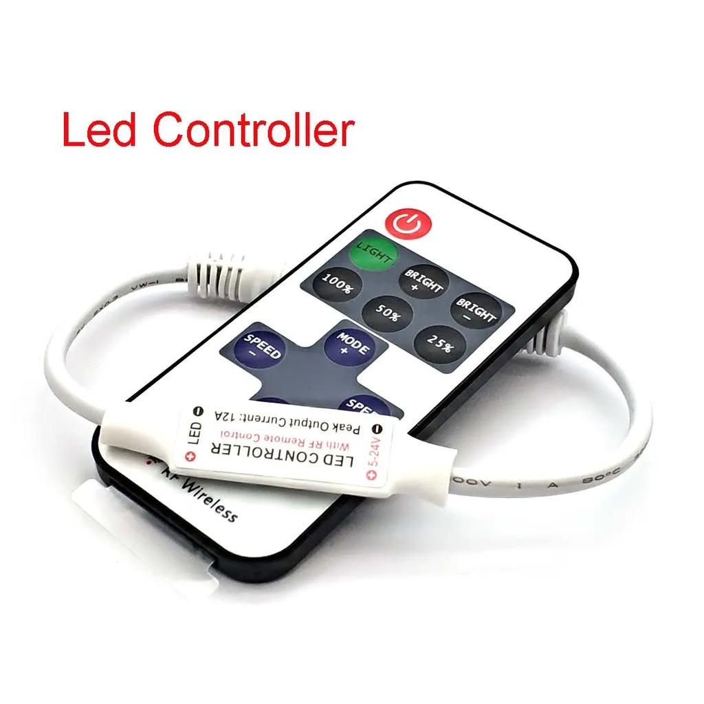 Mini DC 12V Led Controller Dimmer 6A Wireless RF Remote To Control Single Color Strip Lighting 3528 5050 Led Strip