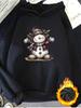 1pc Fashionable Women's Elegant and Beautiful Y2K Style Cartoon Snowman with Holly Berries Print -Lined Hooded Sweatshirt Pullover