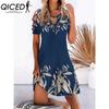 13 Color Women Floral Print Dress Summer Sexy Short Sleeve O-Neck Mini Dresses Female Vintage Elegant Dress