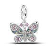 925 Silver Insects Series Colorful Zircon Dragonfly Flower Bee Butterfly Beads Fit Original  Charms Bracelet Fine Jewelry