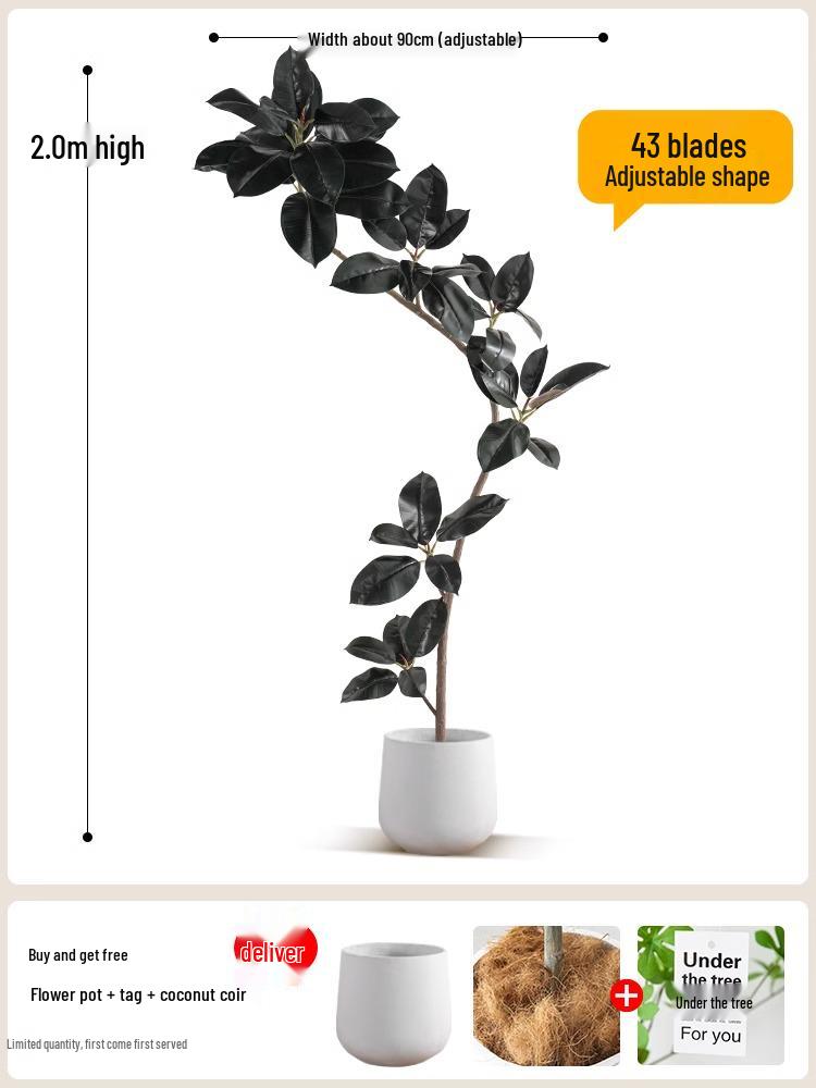 Роскошное искусственное дерево Фикус Эластика Черное Золото: Комнатное украшение и напольное украшение