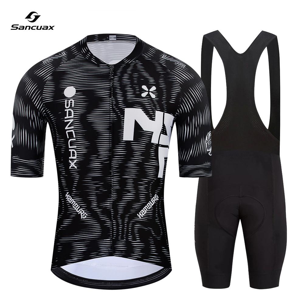 Summer Breathable Cycling Suit Sancuax Summer Clothing Men's Short Sleeves Set with Pockets Breathable Road Bike Maillot Ciclismo Hombre