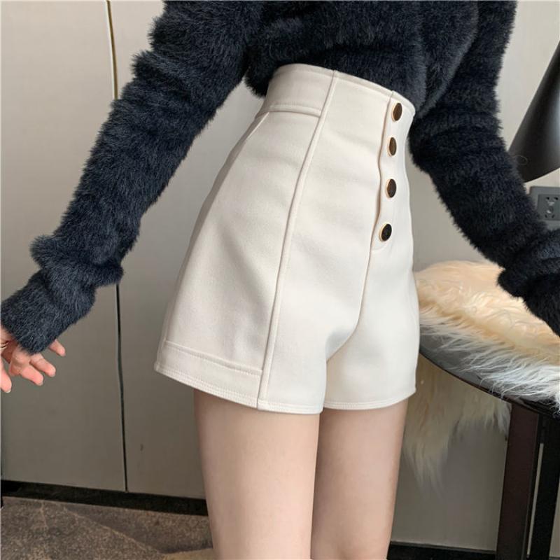 Shorts Women Korean Style Buttons Students Fashion Summer High Waist Wide Leg Shorts All-match Casual Elegant Ladies Vintage