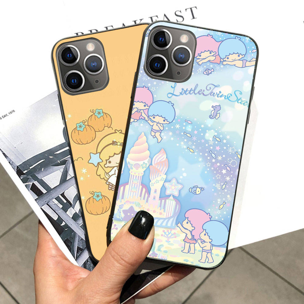 Чехол для iPhone 16 15 Plus 14 13 12 11 Pro 8 7 6S 6 SE 5S X XR XS Max Realme C30 C33 C31 9I Black Sofe Cover LI16 Little Twin Stars