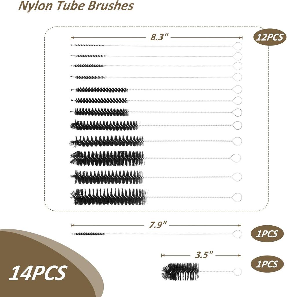 Straw Cleaner Brush, 14PCS 8.2 Inch Nylon Tube Brush Set, Bottle Cleaning Brushes for Water Bottle, Sippy Cup,Tight Spaces,Tumbler