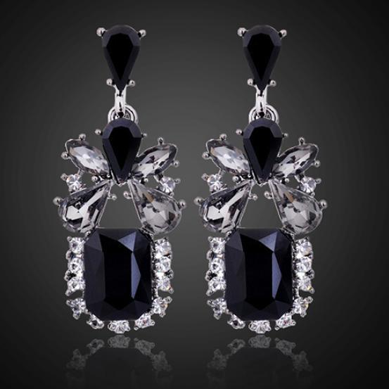 Винтажные серьги-подвески с черным цирконом, квадратным и каплевидным дизайном