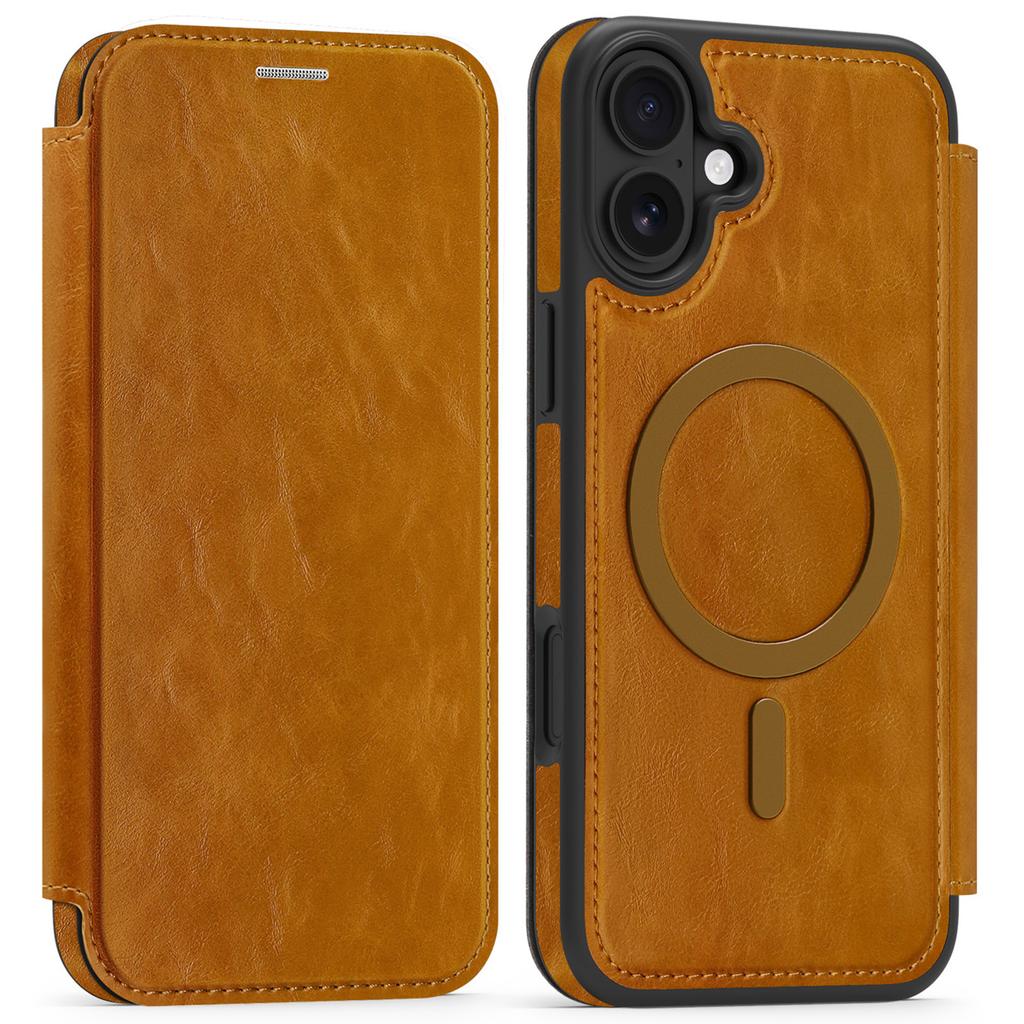 For iPhone 16 Plus Case Compatible with MagSafe RFID Blocking Card Holder Leather Phone Cover