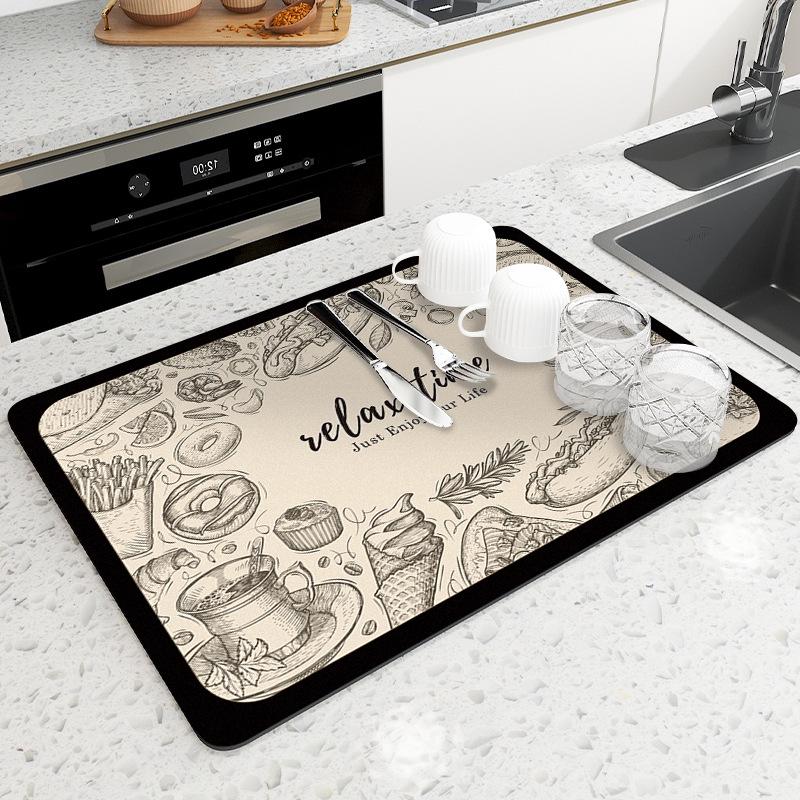 Мягкий абсорбирующий коврик из диатомовой земли для кухонной столешницы и стола