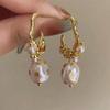 Vintage Special-Shaped Faux Pearl C Design Earrings Suitable For Women